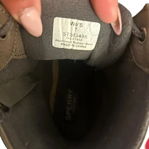 Sperry Women's Saltwater Waterproof Duck Boots Black/Grey Sz 7 - Picture 9 of 10